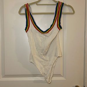 Rainbow detail white bodysuit